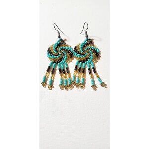 Indie Designs Turquoise Bohemian Eclectic Unique Earthy Beaded Crafty Earrings